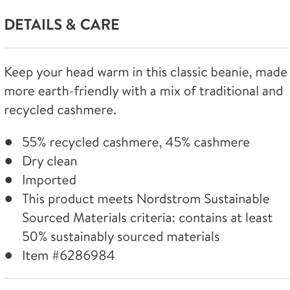 Nordstrom ~ Recycled Cashmere Blend Beanie ~ Light Blue ~ Soooo Soft!! - Picture 7 of 7